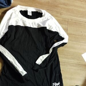 Pink Victoria secret Black and White Long Sleeve Shirt xs